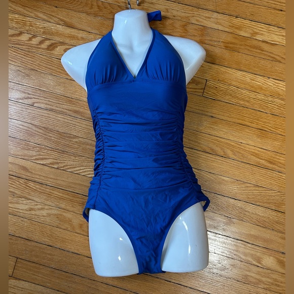 J Crew Blue Ruched One Piece, size 8 - Picture 3 of 11